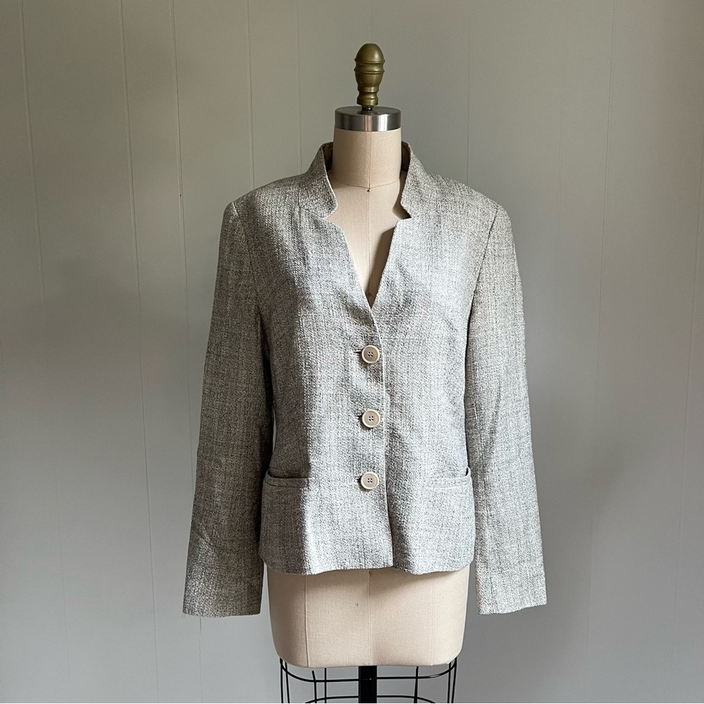 Lafayette 148 New York Womens Blazer Size‎ 8 Gray Minimalist Neutral Preppy
